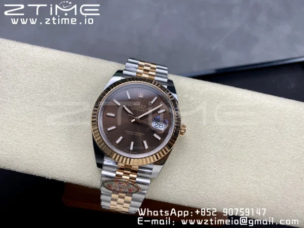 Rolex DateJust 41mm 126331 904L SS Clean 1:1 Best Edition Brown Dial on SS/RG Jubilee Bracelet VR3235 - Super Clone Watch | 1:1 Best Version