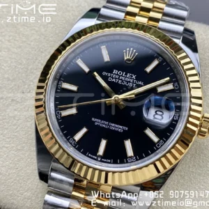 Rolex DateJust 41 126333 Clean 1:1 Best Edition 904L Steel Black Stick Dial on SS/YG Jubilee Bracelet VR3235 - Super Clone Watch | 1:1 Best Version