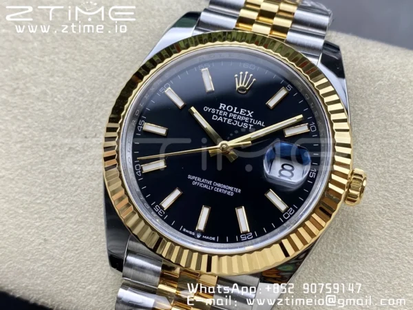 Rolex DateJust 41 126333 Clean 1:1 Best Edition 904L Steel Black Stick Dial on SS/YG Jubilee Bracelet VR3235 - Super Clone Watch | 1:1 Best Version
