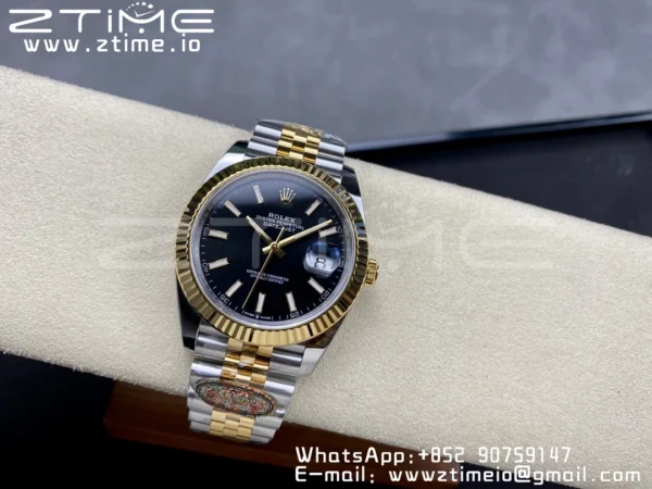 Rolex DateJust 41 126333 Clean 1:1 Best Edition 904L Steel Black Stick Dial on SS/YG Jubilee Bracelet VR3235 - Super Clone Watch | 1:1 Best Version