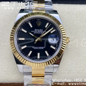 Rolex DateJust 41 126333 Clean 1:1 Best Edition 904L Steel Black Stick Dial on SS/YG Oyster Bracelet VR3235 - Super Clone Watch | 1:1 Best Version