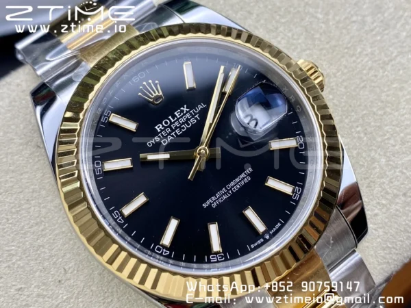 Rolex DateJust 41 126333 Clean 1:1 Best Edition 904L Steel Black Stick Dial on SS/YG Oyster Bracelet VR3235 - Super Clone Watch | 1:1 Best Version