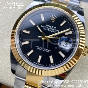Rolex DateJust 41 126333 Clean 1:1 Best Edition 904L Steel Black Stick Dial on SS/YG Oyster Bracelet VR3235 - Super Clone Watch | 1:1 Best Version