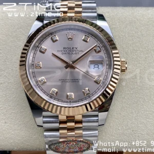 Rolex DateJust 41 126331 904L SS/RG Clean 1:1 Best Edition Champagne Dial with Diamonds Markers on Jubilee Bracelet VR3235 - Super Clone Watch | 1:1 Best Version