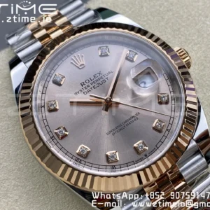 Rolex DateJust 41 126331 904L SS/RG Clean 1:1 Best Edition Champagne Dial with Diamonds Markers on Jubilee Bracelet VR3235 - Super Clone Watch | 1:1 Best Version