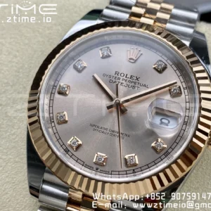 Rolex DateJust 41 126331 904L SS/RG Clean 1:1 Best Edition Champagne Dial with Diamonds Markers on Jubilee Bracelet VR3235 - Super Clone Watch | 1:1 Best Version