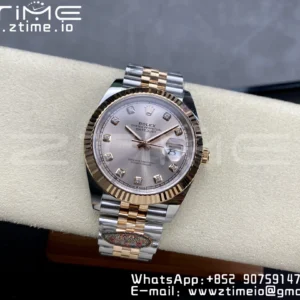 Rolex DateJust 41 126331 904L SS/RG Clean 1:1 Best Edition Champagne Dial with Diamonds Markers on Jubilee Bracelet VR3235 - Super Clone Watch | 1:1 Best Version