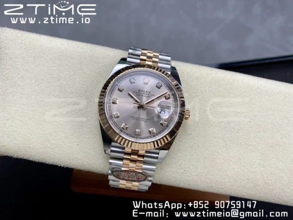 Rolex DateJust 41 126331 904L SS/RG Clean 1:1 Best Edition Champagne Dial with Diamonds Markers on Jubilee Bracelet VR3235 - Super Clone Watch | 1:1 Best Version