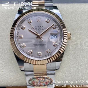 Rolex DateJust 41 126331 904L SS/RG Clean 1:1 Best Edition Champagne Dial with Diamonds Markers on Oyster Bracelet VR3235 - Super Clone Watch | 1:1 Best Version