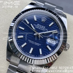 Rolex DateJust 41MM 126334 SS Clean Factory 1:1 Best Edition Blue Fluted Dial on SS Oyster Bracelet VR3235 - Super Clone Watch | 1:1 Best Version