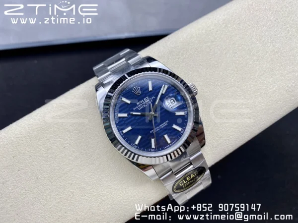 Rolex DateJust 41MM 126334 SS Clean Factory 1:1 Best Edition Blue Fluted Dial on SS Oyster Bracelet VR3235 - Super Clone Watch | 1:1 Best Version