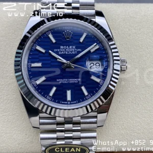 Rolex DateJust 41MM 126334 SS Clean Factory 1:1 Best Edition Blue Fluted Dial on SS Jubilee Bracelet VR3235 - Super Clone Watch | 1:1 Best Version