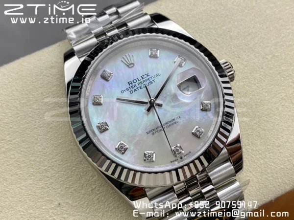 Rolex DateJust 41 126334 Clean 1:1 Best Edition 904L Steel MOP Diamond Dial on Jubilee Bracelet VR3235 - Super Clone Watch | 1:1 Best Version