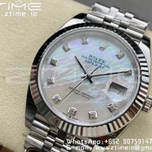 Rolex DateJust 41 126334 Clean 1:1 Best Edition 904L Steel MOP Diamond Dial on Jubilee Bracelet VR3235 - Super Clone Watch | 1:1 Best Version