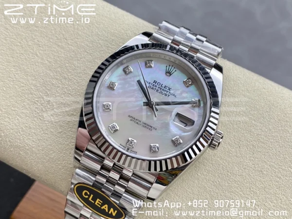 Rolex DateJust 41 126334 Clean 1:1 Best Edition 904L Steel MOP Diamond Dial on Jubilee Bracelet VR3235 - Super Clone Watch | 1:1 Best Version