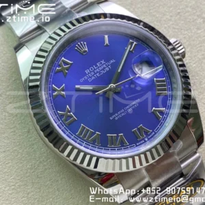 Rolex DateJust 41 126334 Clean 1:1 Best Edition 904L Steel Blue Roman Dial on Oyster Bracelet VR3235 - Super Clone Watch | 1:1 Best Version