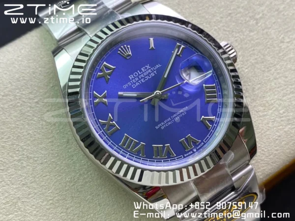 Rolex DateJust 41 126334 Clean 1:1 Best Edition 904L Steel Blue Roman Dial on Oyster Bracelet VR3235 - Super Clone Watch | 1:1 Best Version