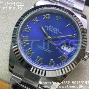 Rolex DateJust 41 126334 Clean 1:1 Best Edition 904L Steel Blue Roman Dial on Oyster Bracelet VR3235 - Super Clone Watch | 1:1 Best Version