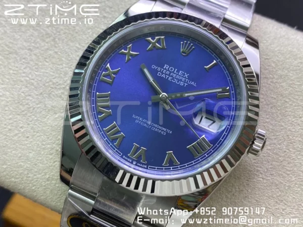 Rolex DateJust 41 126334 Clean 1:1 Best Edition 904L Steel Blue Roman Dial on Oyster Bracelet VR3235 - Super Clone Watch | 1:1 Best Version