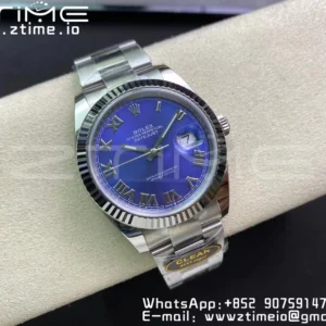 Rolex DateJust 41 126334 Clean 1:1 Best Edition 904L Steel Blue Roman Dial on Oyster Bracelet VR3235 - Super Clone Watch | 1:1 Best Version