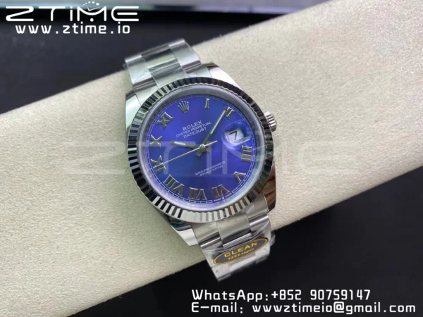 Rolex DateJust 41 126334 Clean 1:1 Best Edition 904L Steel Blue Roman Dial on Oyster Bracelet VR3235 - Super Clone Watch | 1:1 Best Version