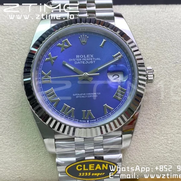 Rolex DateJust 41 126334 Clean 1:1 Best Edition 904L Steel Blue Roman Dial on Jubilee Bracelet VR3235 - Super Clone Watch | 1:1 Best Version
