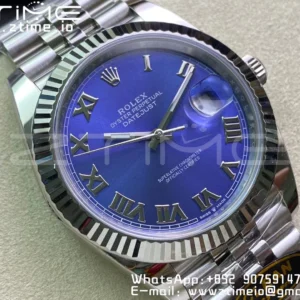 Rolex DateJust 41 126334 Clean 1:1 Best Edition 904L Steel Blue Roman Dial on Jubilee Bracelet VR3235 - Super Clone Watch | 1:1 Best Version