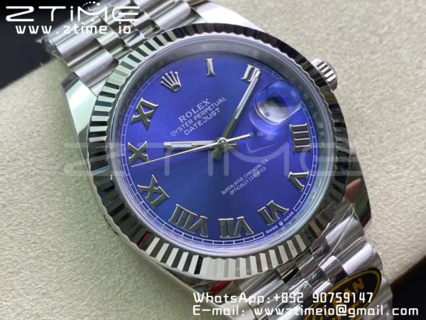 Rolex DateJust 41 126334 Clean 1:1 Best Edition 904L Steel Blue Roman Dial on Jubilee Bracelet VR3235 - Super Clone Watch | 1:1 Best Version