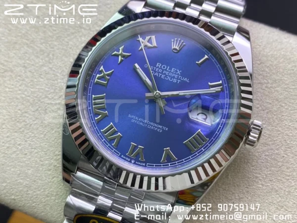 Rolex DateJust 41 126334 Clean 1:1 Best Edition 904L Steel Blue Roman Dial on Jubilee Bracelet VR3235 - Super Clone Watch | 1:1 Best Version