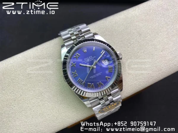 Rolex DateJust 41 126334 Clean 1:1 Best Edition 904L Steel Blue Roman Dial on Jubilee Bracelet VR3235 - Super Clone Watch | 1:1 Best Version
