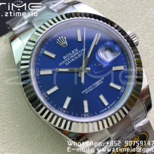 Rolex DateJust 41 126334 Clean 1:1 Best Edition 904L Steel Blue Stick Dial on Oyster Bracelet VR3235 - Super Clone Watch | 1:1 Best Version