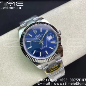 Rolex DateJust 41 126334 Clean 1:1 Best Edition 904L Steel Blue Stick Dial on Oyster Bracelet VR3235 - Super Clone Watch | 1:1 Best Version