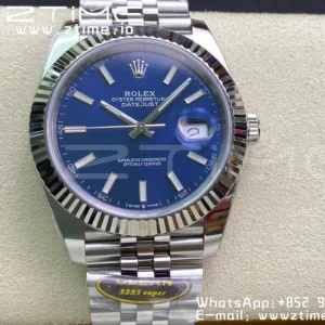 Rolex DateJust 41 126334 Clean 1:1 Best Edition 904L Steel Blue Stick Dial on Jubilee Bracelet VR3235 - Super Clone Watch | 1:1 Best Version