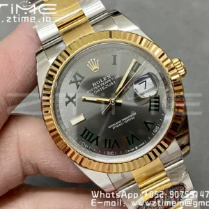 Rolex DateJust 41 126333 SS Clean 1:1 Best Edition 904L Steel Gray Dial Green Roman Marker on SS/YG Oyster Bracelet VR3235 - Super Clone Watch | 1:1 Best Version