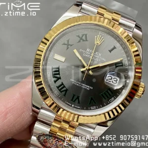 Rolex DateJust 41 126333 Clean 1:1 Best Edition 904L Steel Gray Dial Green Roman Marker on SS/YG Jubilee Bracelet VR3235 - Super Clone Watch | 1:1 Best Version