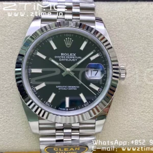 Rolex DateJust 41 126334 Clean 1:1 Best Edition 904L Steel Black Stick Dial on Jubilee Bracelet VR3235 - Super Clone Watch | 1:1 Best Version