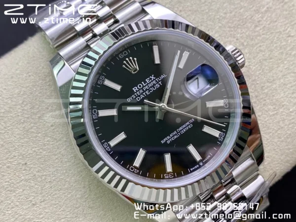 Rolex DateJust 41 126334 Clean 1:1 Best Edition 904L Steel Black Stick Dial on Jubilee Bracelet VR3235 - Super Clone Watch | 1:1 Best Version