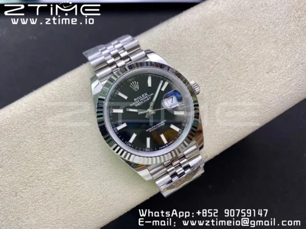 Rolex DateJust 41 126334 Clean 1:1 Best Edition 904L Steel Black Stick Dial on Jubilee Bracelet VR3235 - Super Clone Watch | 1:1 Best Version