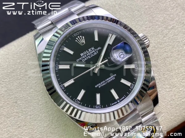 Rolex DateJust 41 126334 Clean 1:1 Best Edition 904L Steel Black Stick Dial on Oyster Bracelet VR3235 - Super Clone Watch | 1:1 Best Version