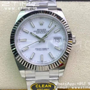 Rolex DateJust 41 126334 Clean 1:1 Best Edition 904L Steel White Stick Dial on Oyster Bracelet VR3235 - Super Clone Watch | 1:1 Best Version