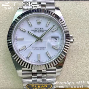 Rolex DateJust 41 126334 Clean 1:1 Best Edition 904L Steel White Stick Dial on Jubilee Bracelet VR3235 - Super Clone Watch | 1:1 Best Version