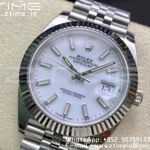 Rolex DateJust 41 126334 Clean 1:1 Best Edition 904L Steel White Stick Dial on Jubilee Bracelet VR3235 - Super Clone Watch | 1:1 Best Version