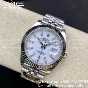 Rolex DateJust 41 126334 Clean 1:1 Best Edition 904L Steel White Stick Dial on Jubilee Bracelet VR3235 - Super Clone Watch | 1:1 Best Version
