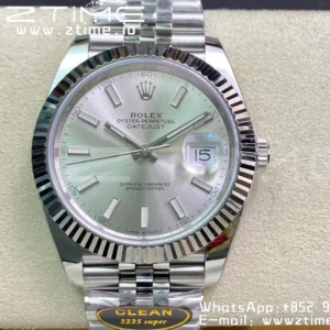 Rolex DateJust 41 126334 Clean 1:1 Best Edition 904L Steel Silvery Stick Dial on Jubilee Bracelet VR3235 - Super Clone Watch | 1:1 Best Version