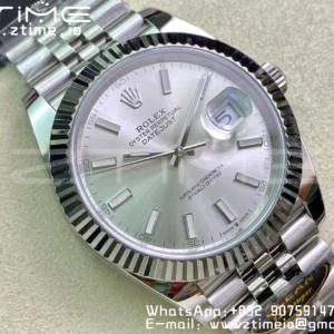 Rolex DateJust 41 126334 Clean 1:1 Best Edition 904L Steel Silvery Stick Dial on Jubilee Bracelet VR3235 - Super Clone Watch | 1:1 Best Version