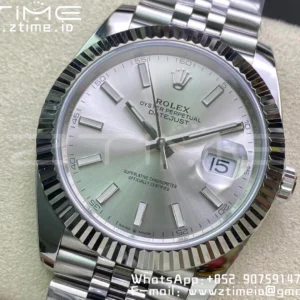 Rolex DateJust 41 126334 Clean 1:1 Best Edition 904L Steel Silvery Stick Dial on Jubilee Bracelet VR3235 - Super Clone Watch | 1:1 Best Version