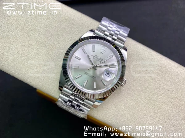 Rolex DateJust 41 126334 Clean 1:1 Best Edition 904L Steel Silvery Stick Dial on Jubilee Bracelet VR3235 - Super Clone Watch | 1:1 Best Version