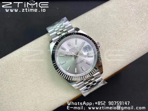 Rolex DateJust 41 126334 Clean 1:1 Best Edition 904L Steel Silvery Stick Dial on Jubilee Bracelet VR3235 - Super Clone Watch | 1:1 Best Version