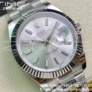 Rolex DateJust 41 126334 Clean 1:1 Best Edition 904L Steel Silvery Stick Dial on Oyster Bracelet VR3235 - Super Clone Watch | 1:1 Best Version