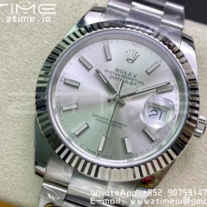 Rolex DateJust 41 126334 Clean 1:1 Best Edition 904L Steel Silvery Stick Dial on Oyster Bracelet VR3235 - Super Clone Watch | 1:1 Best Version